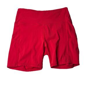 DaYoung Athletic Compression Bike Yoga Shorts w Pockets Hi Waist Red Size Large